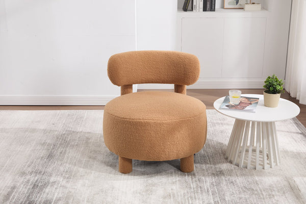 English Elm 063-Teddy Plush Teddy Fabric Armless Accent Chair with 13" Cushion, Wingback Comfort & Solid Wood Legs for Cozy Spaces khaki W527P308805