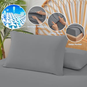 JLA Home Main Street - Cooling breathable 3pc sheet set — moisture-wicking, four-way stretch knit for cool, snug comfort Gray OLX10-0022