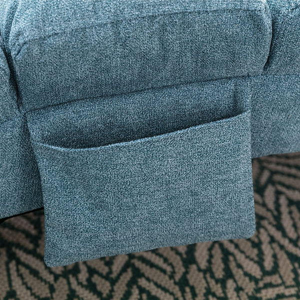 English Elm Linen Ergonomic Massage Chaise Lounge with Remote Control, 140° Recline, Heavy-Duty Frame, 5 Modes Blue W39539624