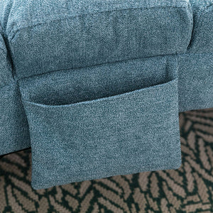 English Elm Linen Ergonomic Massage Chaise Lounge with Remote Control, 140° Recline, Foam Cushion Comfort and Sturdy Frame Blue W39539624
