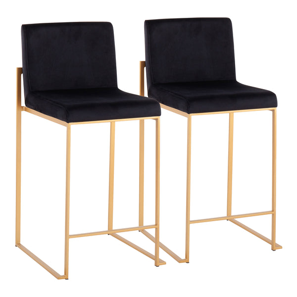 English Elm Fuji Contemporary Velvet Counter Stools Set Of 2 - Gold Steel Frame, Luxe Comfort & Style Upgrade B202P221945
