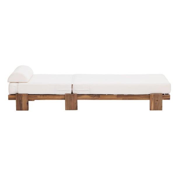 English Elm U_style Solid Acacia Wood Outdoor Lounge Set Adjustable Reclining Poolside Chairs with Headrest Beige WY000483AAA