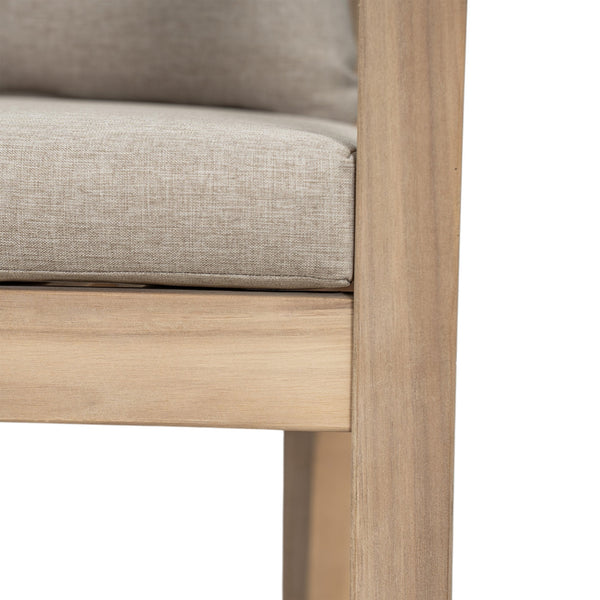 English Elm Christopher Knight Home® - Abaco Acacia Outdoor Barstool Set of 2 with Removable Gray Cushions, Rustic Curved Back Support Beige,Light White N775P294071G