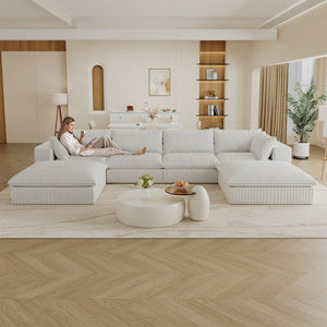 English Elm 157.6"Cloud 157.6" Cloud Sofa - Luxurious Modular Corduroy Couch, No Assembly, Customizable For Living Spaces & More W2824S00098