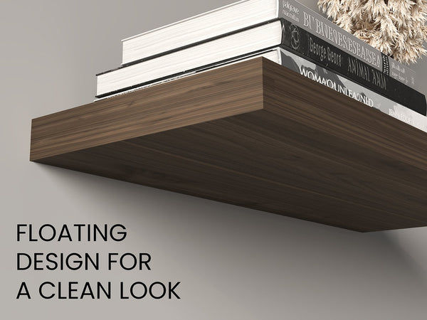 English Elm Ecco Floating Shelves Set of 2 31.5" — Sleek Matte Finish, Hidden Brackets, Sturdy Display Solution Dark Brown 32 L x 11 W x 4 H B200P350336