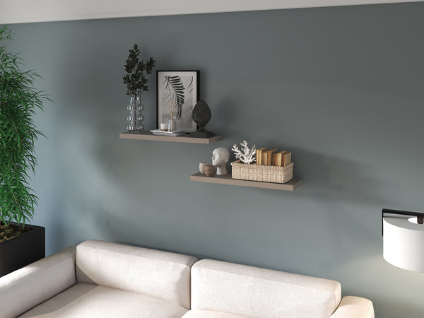 English Elm Floating Shelf Dallas Taupe Set of 2 – Modern Engineered Wood Wall Shelves 32"x10.6" Space-Saving Décor B092P238743