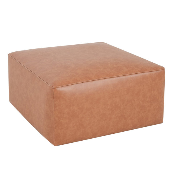 English Elm Christopher Knight Home® - Square PU Leather Ottoman with Pocket Coil Comfort, Dense Foam Padding & Modern Minimalist Style Brown+Tan N757P180768T