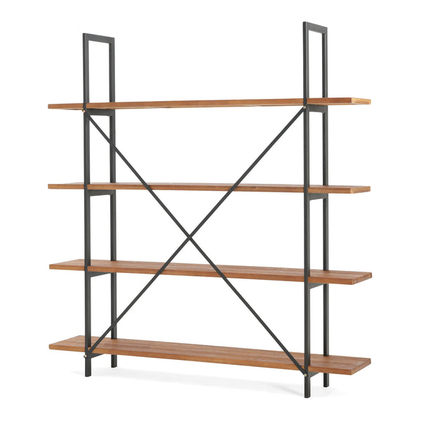 English Elm Christopher Knight Home® - BOOKCASE Industrial Antique Black Metal & Firwood Etagere Bookshelf with X-Frame Iron Support, 79.25"L N771P239470G