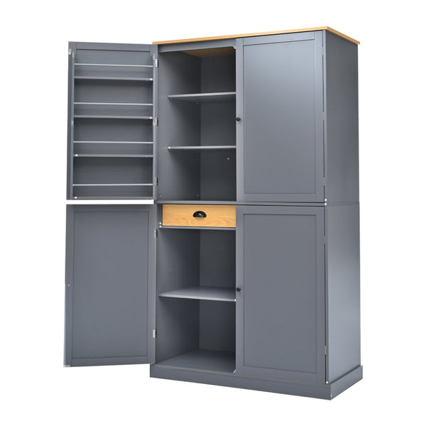 English Elm Topmax Freestanding Pantry Cabinet with Drawers Adjustable Shelves Kitchen Gray N717S000046E