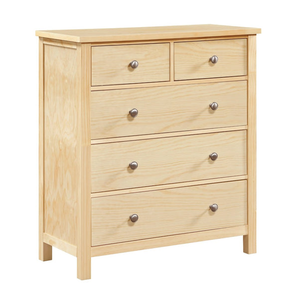 English Elm 5-drawers Pine Veneer Chest with Chrome Knobs Vertical Bedroom Storage Organizer B011P473069