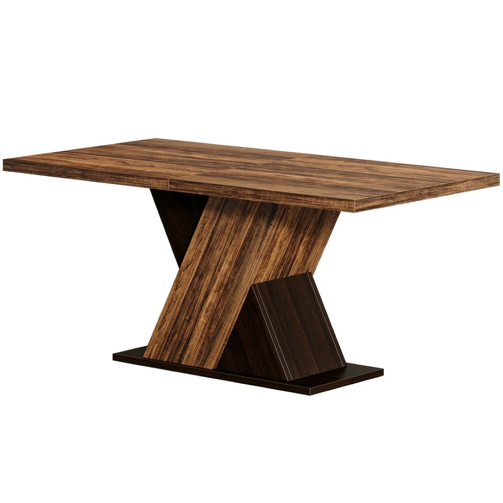 English Elm Coffee Bar Table with Faux Marble Top and Walnut Legs for Modern Home Dining T3971P456836