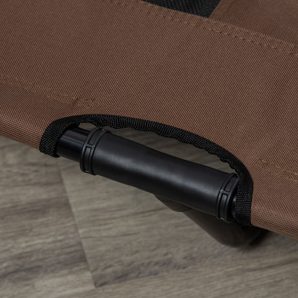 English Elm PawHut Elevated Breathable Dog Bed 48"x36" Portable Pet Cot with Steel Frame, Mesh, Travel Bag Tan W2225P200381