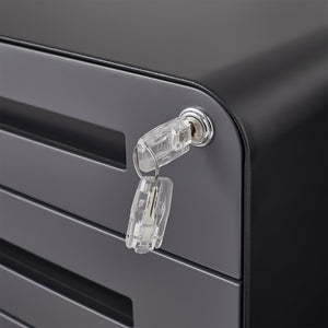 English Elm Rounded Steel Mobile Filing Cabinet with Three Locking Drawers for Home Office Use W1247P248841