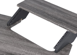 English Elm 83" Eleazar Black music recording studio desk with keyboard storage, metal frame, casters, pro workspace Dark Oak 39 L x 19 W x 4 H B2726S00135