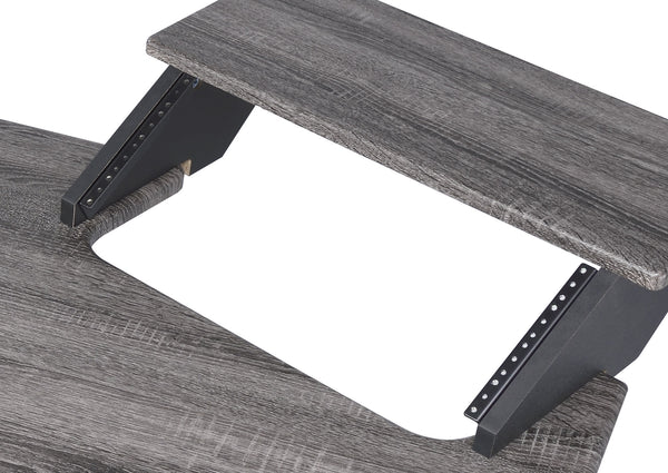 English Elm 83" Eleazar Black music recording studio desk with keyboard storage, metal frame, casters, pro workspace Dark Oak 39 L x 19 W x 4 H B2726S00135