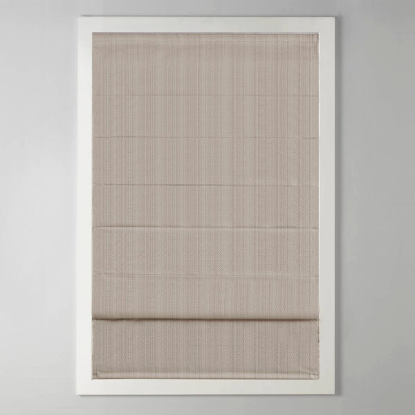 JLA Home Madison Park - Basketweave Room Darkening Cordless Roman Shade with Thermal Foam Insulation and Safe Cordless Lift Taupe MP40-7325