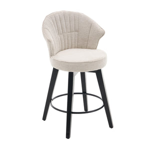 English Elm 008-Wing Upholstered Swivel Counter Stools Set of 2 with Solid Wood Legs, Chenille Comfort & 250lb Capacity White W2636P239835