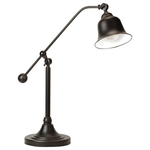English Elm Edmond Bronze Bell Down Bridge Table Lamp with Curved Silhouette, Rustic Industrial Metal Base, Warm Glow B062P328680
