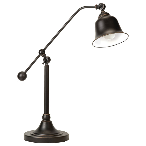 English Elm Edmond Bronze Bell Down Bridge Table Lamp with Curved Silhouette, Rustic Industrial Metal Base, Warm Glow B062P328680