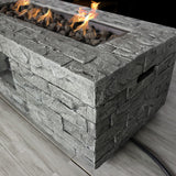 English Elm Fiber Reinforced Concrete Propane/Natural Gas Fire Pit Table