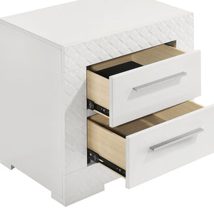 English Elm Pierce White High Gloss Nightstand with 2 Soft-Close Drawers Felt Lined Top Modern Bedside B062P378421
