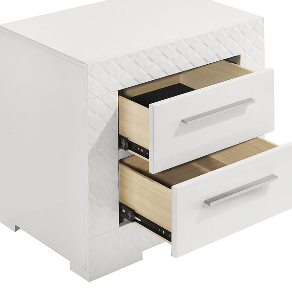 English Elm Pierce White High Gloss Nightstand with 2 Soft-Close Drawers Felt Lined Top Modern Bedside B062P378421