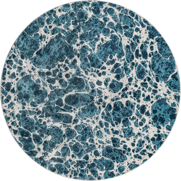 Unique Loom Oasis Breeze Machine Made Abstract Rug Blue, Navy Blue/Ivory 7' 1" x 7' 1"