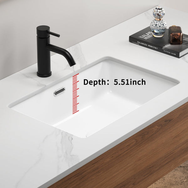 English Elm Rectangular Undermount Ceramic Basin with Overflow for Modern Bathroom Vanity W3402P326511