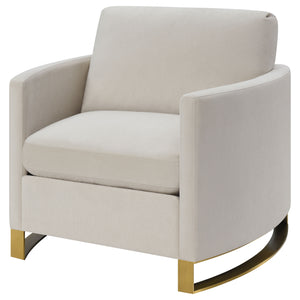 English Elm Rufo Beige Curved Track Arm Chair with Gold Stainless Legs, Plush Upholstery for Modern Luxury (97) B062P331080