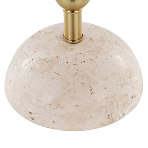 English Elm Table Lamp Set of 2 Travertine Stone Base with Brass Hardware and Warm Fabric Shade Gold,Off White B202P471584