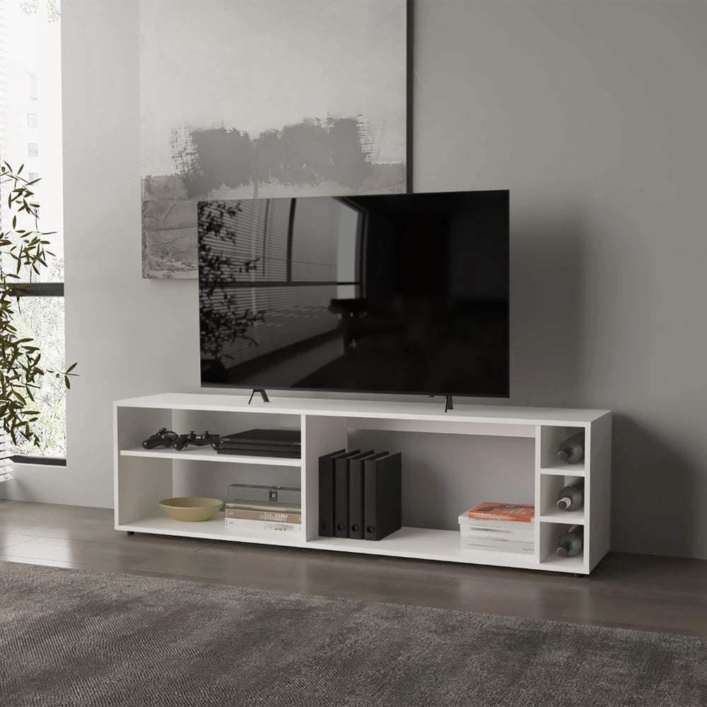 English Elm White Tv Stand For 70" Screens - Modern Open Storage, Durable Melamine Finish, Easy Assembly B062P290263-GIGA