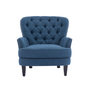 English Elm Christopher Knight Home® - Mirod Vintage Upholstered Lounge Chair with Tufted Back and Nailhead Trim, Solid Wood Legs, Cozy Comfort Navy Blue N760P253374V