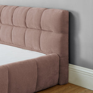 English Elm California King Upholstered Bed Frame In Soft Pink Chenille - No Box Spring Needed, Modern Design! W487P311319