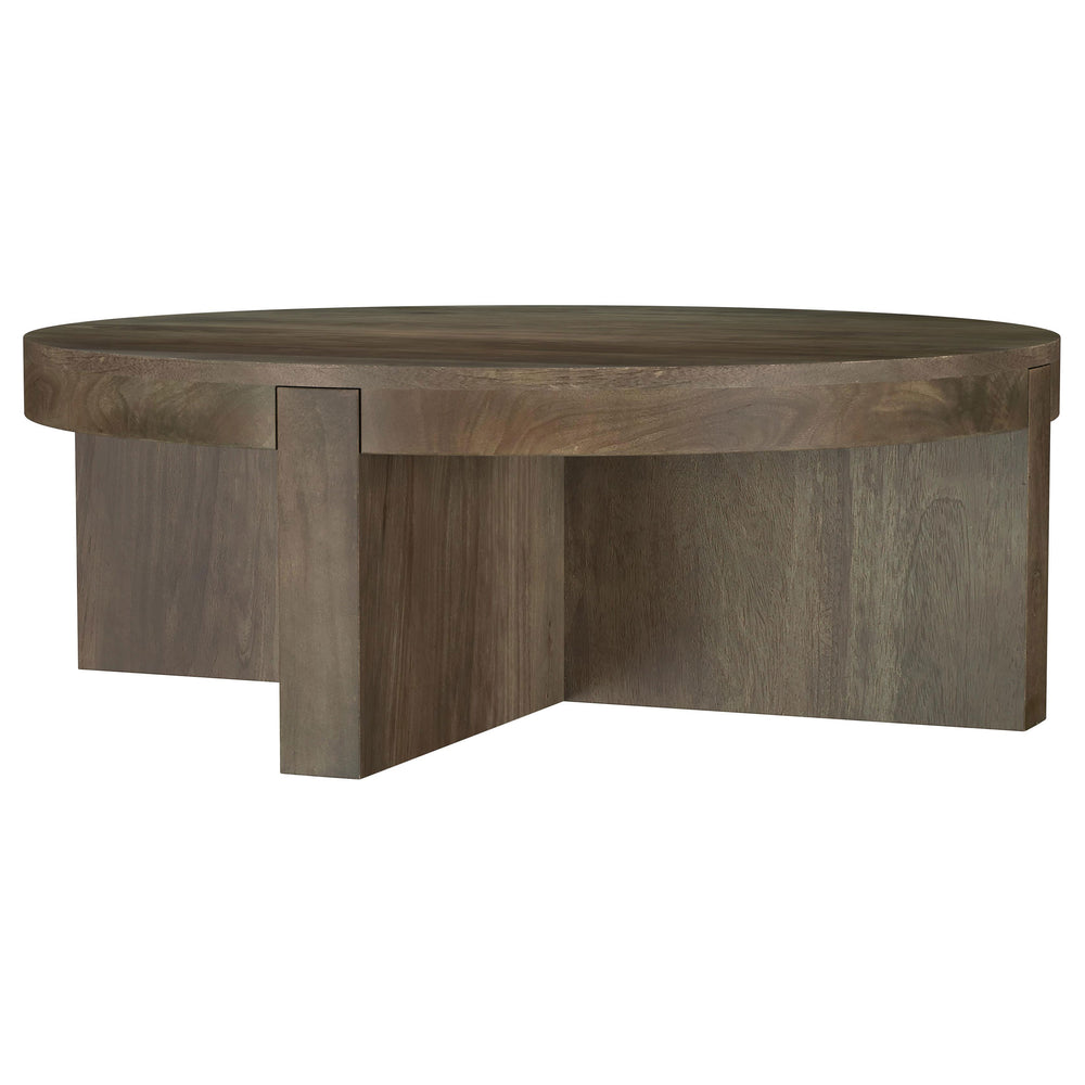 English Elm Alexander Round Solid Mango Wood Coffee Table - Elegant Low-Profile Design For Modern Living Rooms B062P299799
