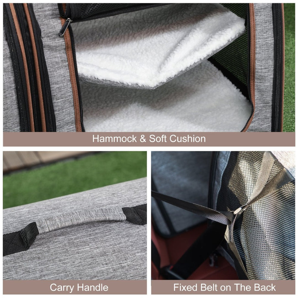 English Elm Travel Dual Compartment Soft Cat Carrier with Oxford Cloth Frame and Cashmere Interior T3971P435525
