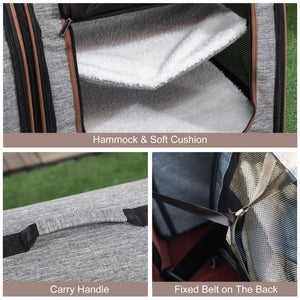 English Elm Travel Dual Compartment Soft Cat Carrier with Oxford Cloth Frame and Cashmere Interior T3971P435525