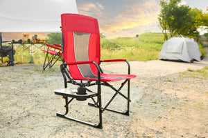 English Elm Camping Director Chair with Side Table, Cup Holder & Mesh Back, Heavy-Duty Folding Seat for Outdoor Events Red W640P224441