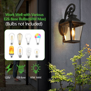 English Elm 14" Vintage Farmhouse Outdoor Wall Sconces 2 Pack Matte Black Aluminum Clear Glass W2312P415973