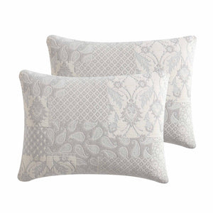 English Elm Paisley Elegant 3 Piece Queen Comforter Cover Set - Ivory Matelassé Cotton With Textured Jacquard B340P341949-GIGA