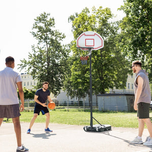 English Elm Soozier Adjustable Basketball Hoop System with Shatterproof Backboard and Rolling Base W2225P229430