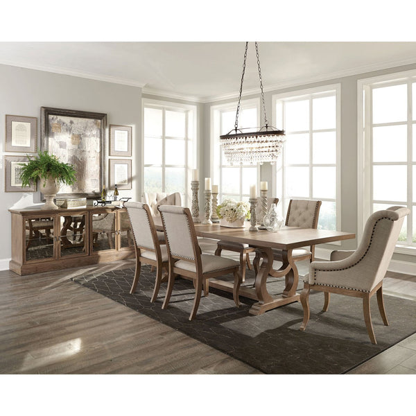 English Elm Fremont Barley Brown Upholstered Dining Chairs Set of 2 — Vintage Asian Hardwood, 300 lb Capacity, Cream Upholstery and Wingback Comfort B062P337744