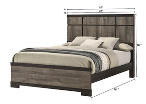 English Elm 1Pc Contemporary King Panel Bed - Gray-Ebony Finish, Minimalist Design, Simple Assembly & Versatile Style B2741S00403