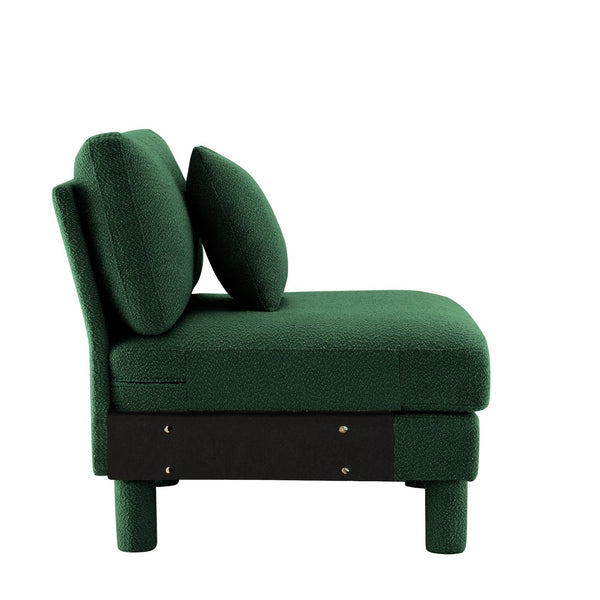 English Elm Lucas Modern armless sofa with boucle upholstery and plush pillow — durable wooden frame, cozy comfort Green W3041P337490