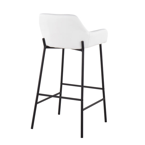 English Elm Daniella Industrial Bar Stools Set Of 2 – Black Metal & White Faux Leather For Modern Spaces B202S00537