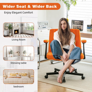 English Elm Orange Velvet Criss Cross Office Chair with Wheels - Ergonomic Swivel, Adjustable Tilt, Plush Pillow Support W3394P336174