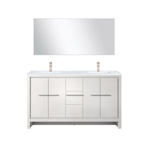 English Elm White Double Bath Vanity With Quartz Top, Rose Gold Faucet & Large Mirror For Modern Bathrooms B2731S01736-GIGA