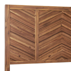 English Elm Astoria King Bed Acacia Wood Chevron Headboard with Usb Ports and Metal Legs B108S00048
