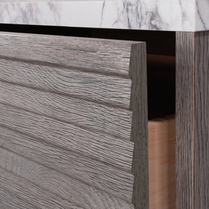 English Elm 4-Drawer Chest - Modern Brown Finish With Faux Marble Top, Stylish Storage For Any Room B356P402634