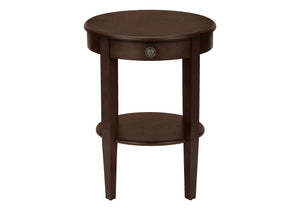 English Elm Accent 2-Tier Accent Table with Drawer and Shelf – Compact Round End or Nightstand with Knob Storage, Space-Saving Design and Easy Assembly Espresso 25 L x 24 W x 8 H B2710P219482