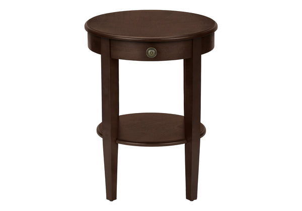 English Elm Accent 2-Tier Accent Table with Drawer and Shelf – Compact Round End or Nightstand with Knob Storage, Space-Saving Design and Easy Assembly Espresso 25 L x 24 W x 8 H B2710P219482